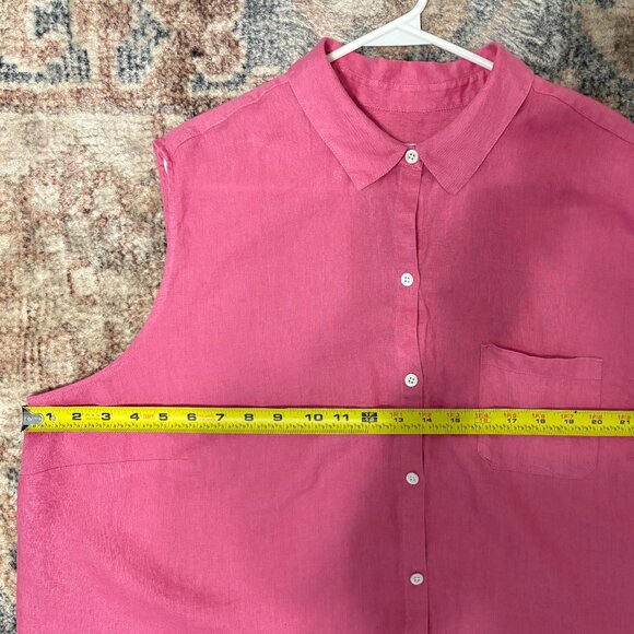 J. Jill Love Linen Women's Plus Sleeveless Button-Front Shirt Top Blouse 3X Pink - Picture 6 of 9